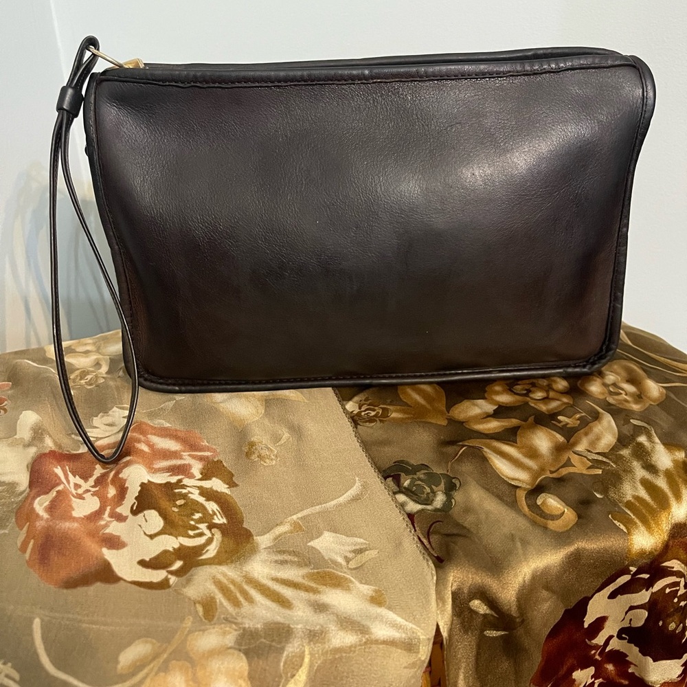 Vintage Coach Mocha Zippered Pouch